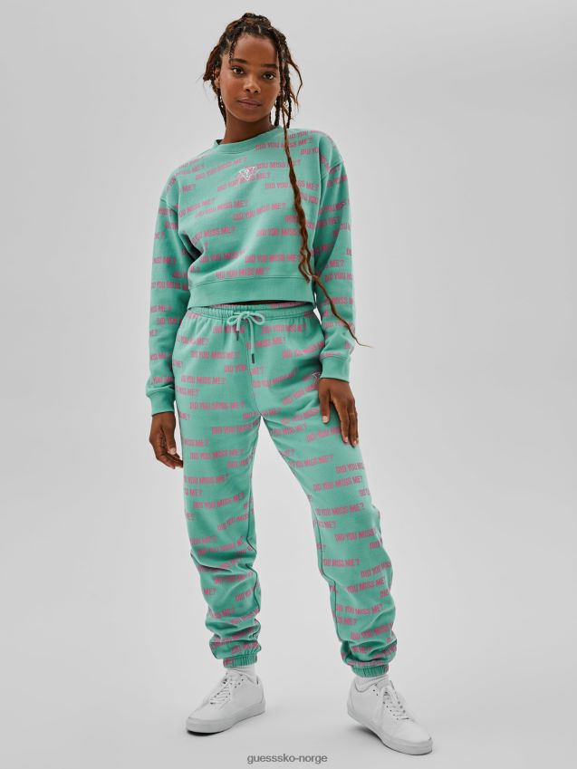 Guess all-over print crop sweatshirt blå blå kvinner F0LJ806436