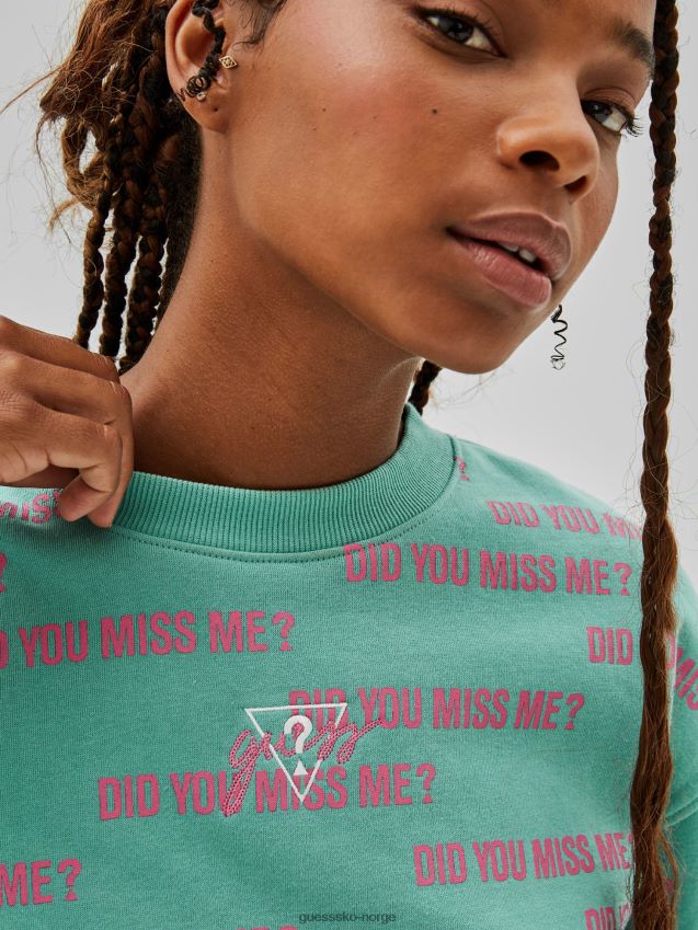 Guess all-over print crop sweatshirt blå blå kvinner F0LJ806436