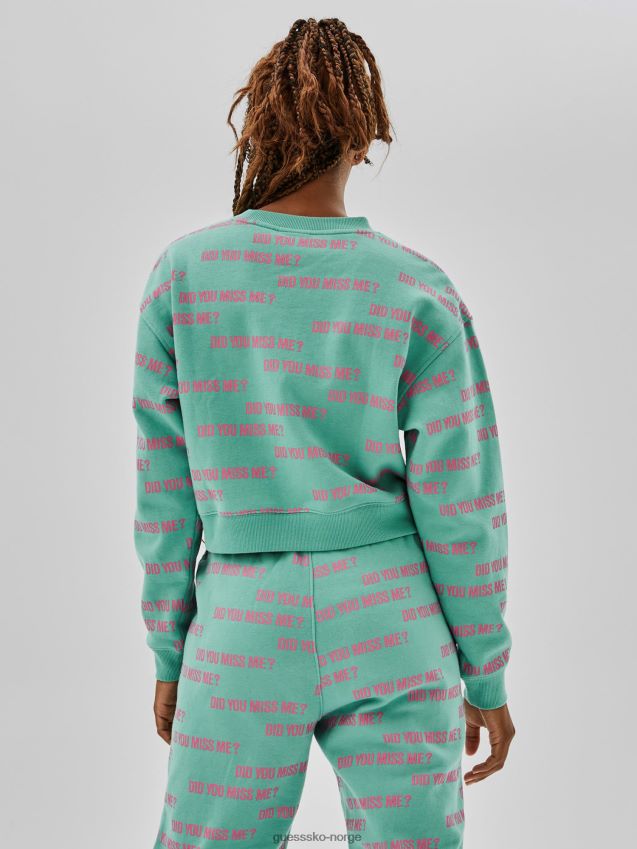 Guess all-over print crop sweatshirt blå blå kvinner F0LJ806436