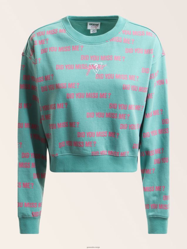Guess all-over print crop sweatshirt blå blå kvinner F0LJ806436