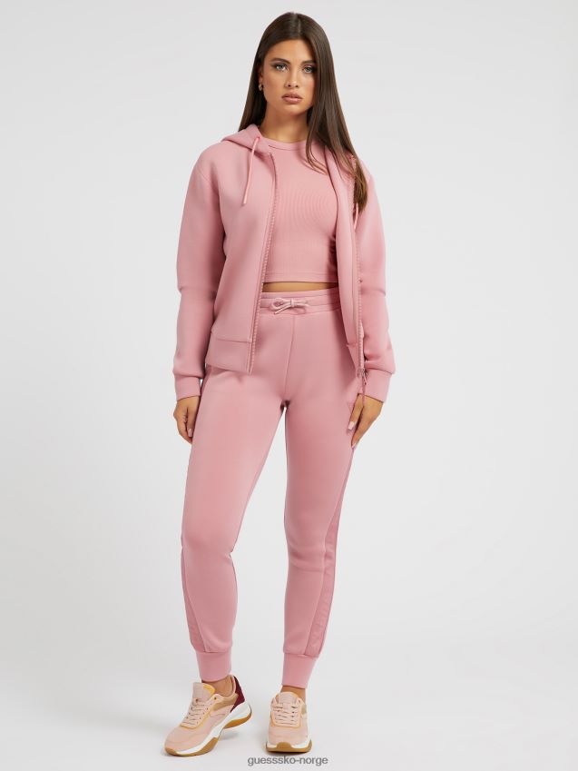 Guess bakside trekant logo scuba sweatshirt rosa rosa kvinner F0LJ804881