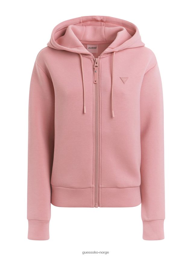 Guess bakside trekant logo scuba sweatshirt rosa rosa kvinner F0LJ804881