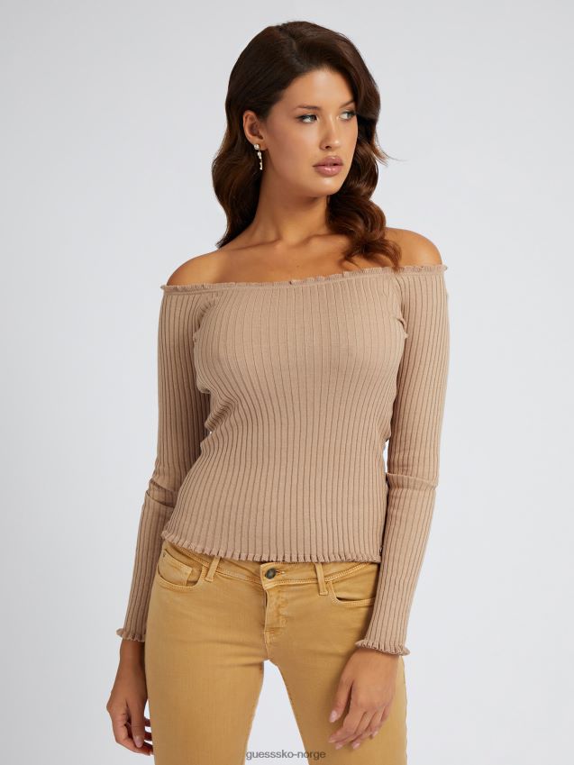 Guess beige off-shoulder genser beige kvinner F0LJ803394