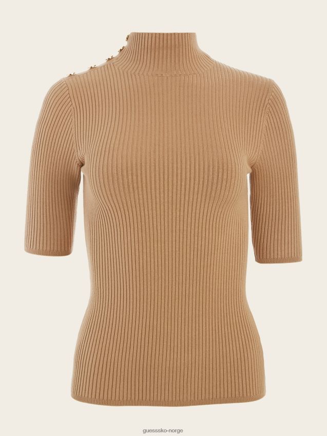 Guess blonde ambition øko flora ribbestrikket genser med turtleneck blonde ambisjoner kvinner F0LJ809538