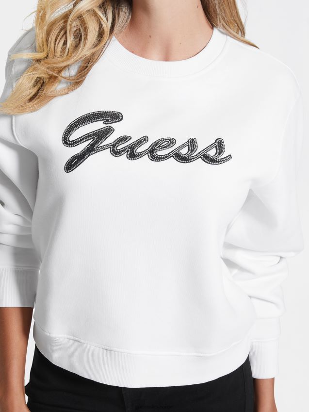Guess eco alona logo genser ren hvit Ren hvit kvinner F0LJ809433