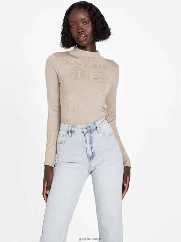 Guess fløyel taupe sendy lurex genser fløyel taupe kvinner F0LJ807023