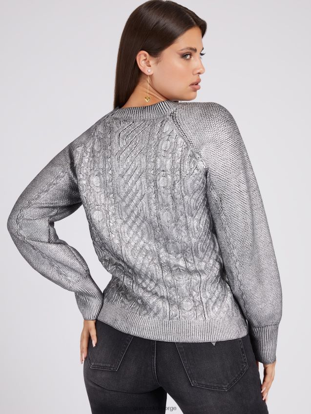 Guess genser i sølvmetall-look sølv kvinner F0LJ802880