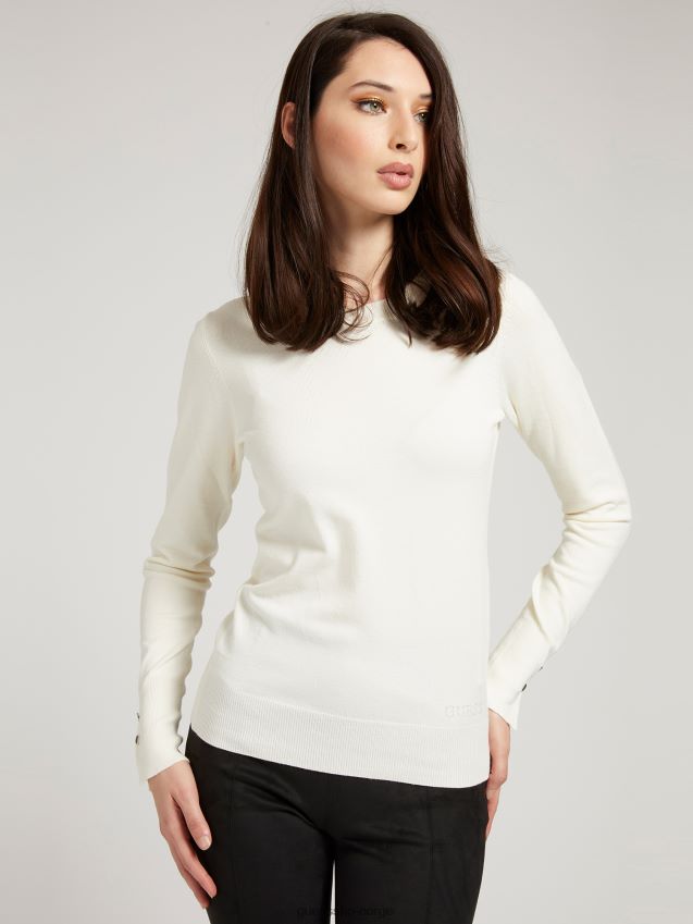 Guess genser i viskoseblanding hvit hvit kvinner F0LJ802872