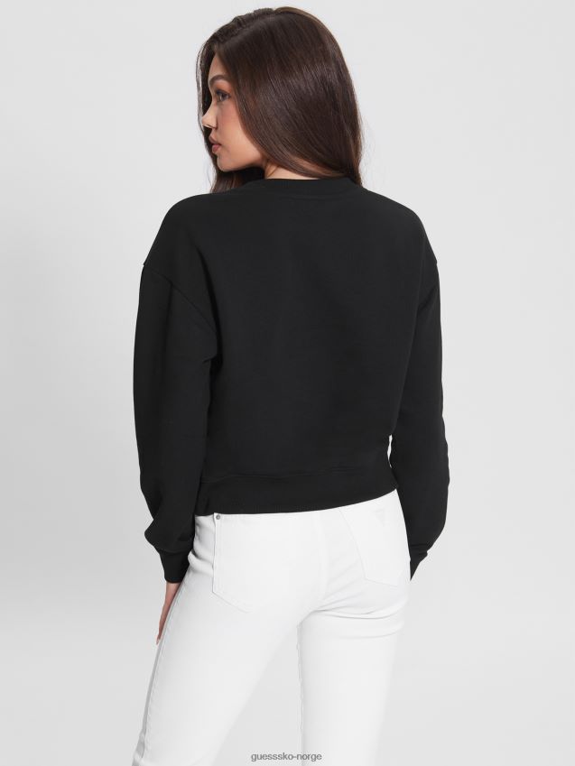 Guess genser med logo i krystall mesh kulsort kulsvart kvinner F0LJ809354