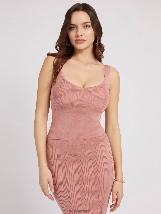 Guess genser rib tank top rosa rosa kvinner F0LJ803216