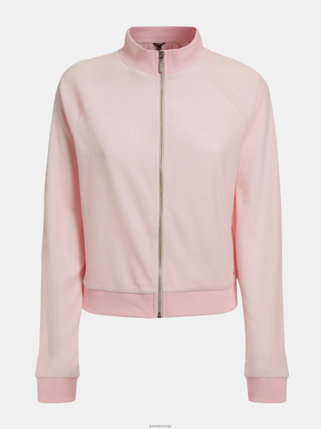 Guess glidelås chenille sweatshirt lys rosa lyserosa kvinner F0LJ805810