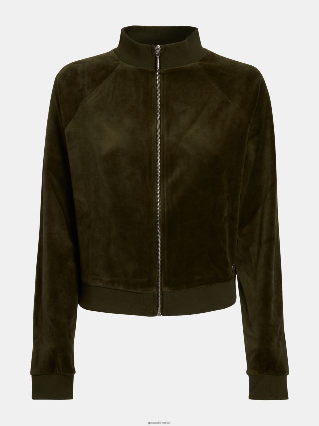 Guess grønn chenille sweatshirt med glidelås grønn kvinner F0LJ805839