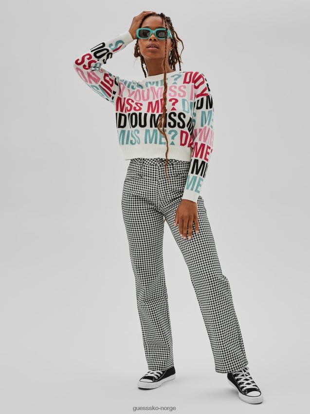Guess hvit genser med all-over print hvit kvinner F0LJ806643