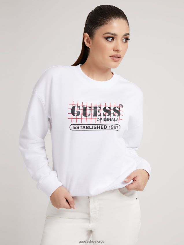 Guess hvit genser med logo foran hvit kvinner F0LJ806632