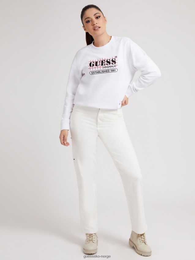 Guess hvit genser med logo foran hvit kvinner F0LJ806632