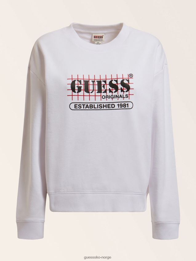 Guess hvit genser med logo foran hvit kvinner F0LJ806632