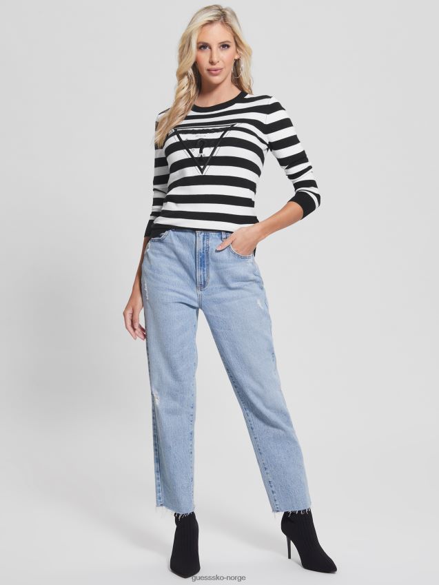 Guess hvite og svarte striper øko eloise genser hvite og svarte striper kvinner F0LJ809158