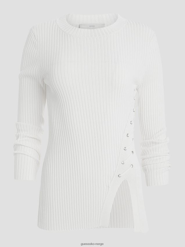 Guess irmine genser med rund hals topp kremhvit kremhvit kvinner F0LJ809282