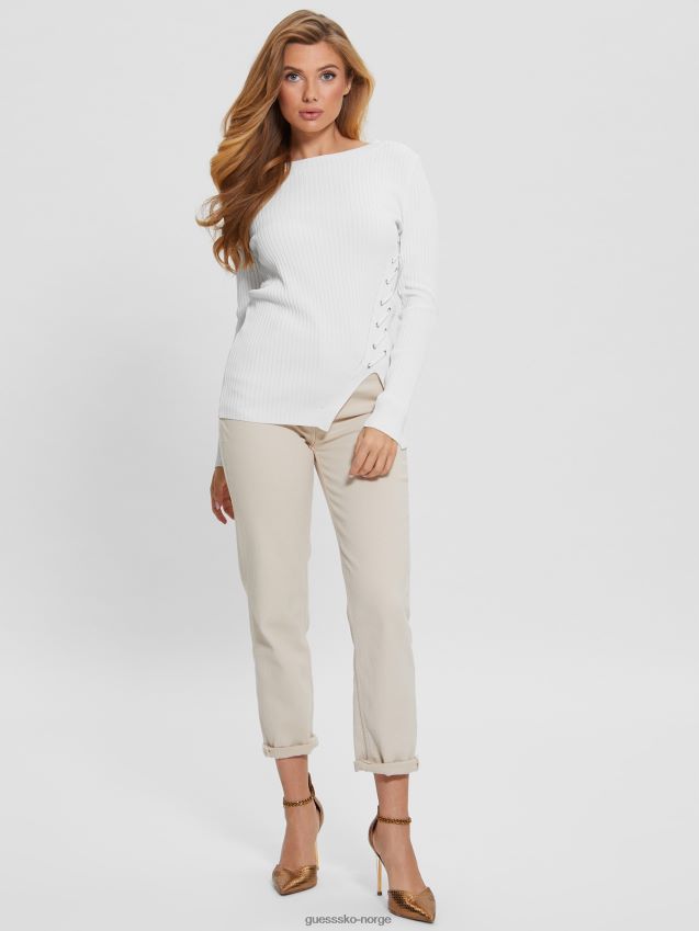 Guess irmine genser med rund hals topp kremhvit kremhvit kvinner F0LJ809282