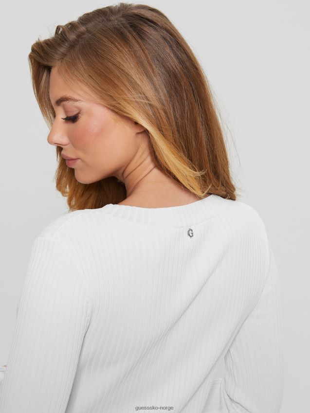 Guess irmine genser med rund hals topp kremhvit kremhvit kvinner F0LJ809282