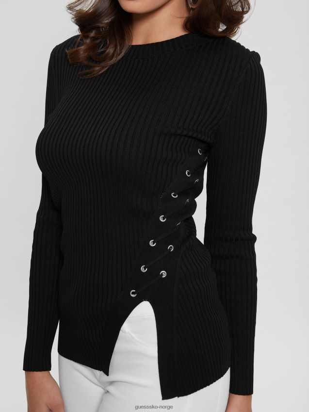 Guess irmine rundhalset genser topp jet black kulsvart kvinner F0LJ809153