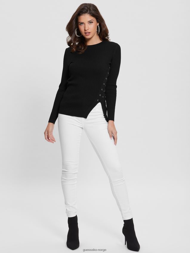 Guess irmine rundhalset genser topp jet black kulsvart kvinner F0LJ809153