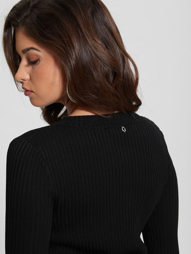 Guess irmine rundhalset genser topp jet black kulsvart kvinner F0LJ809153