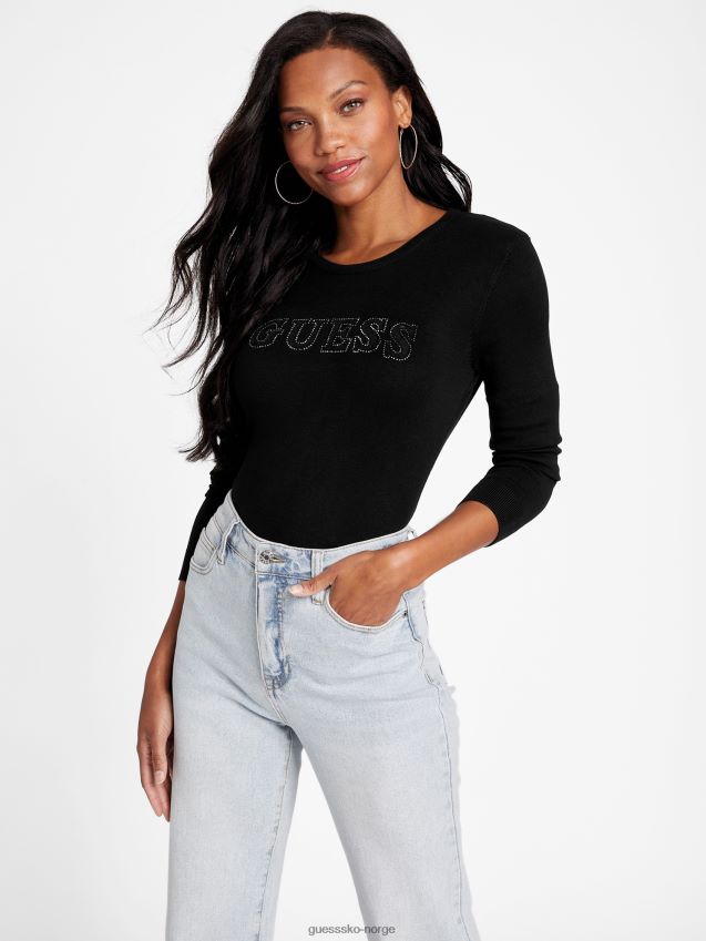 Guess jet black eco flossie logo genser kulsvart kvinner F0LJ807107