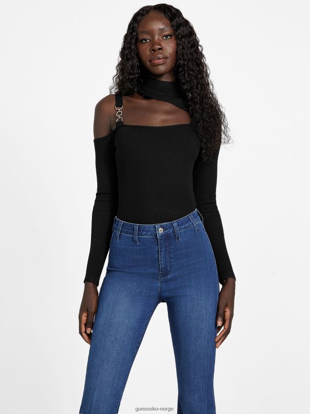Guess jet black edena cutout topp kulsvart kvinner F0LJ806865