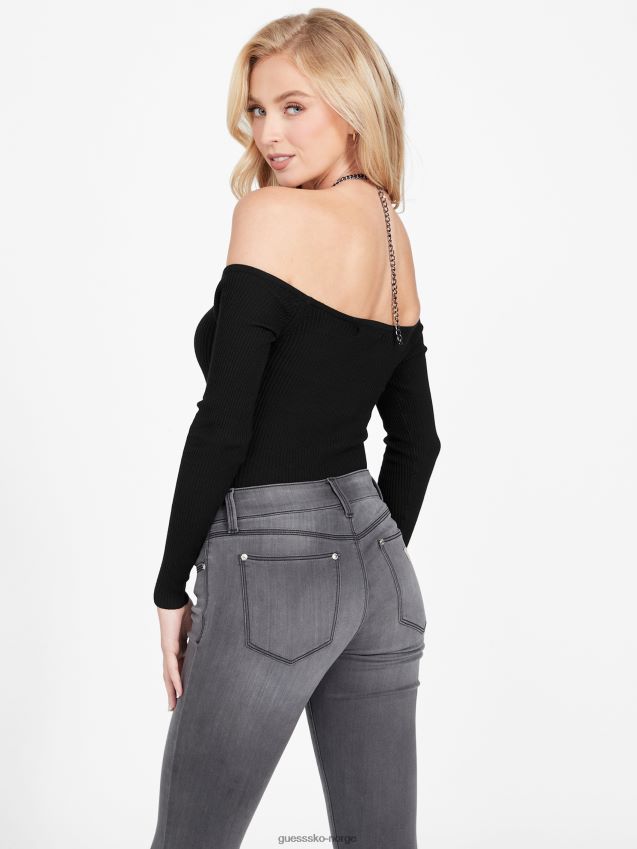 Guess jet black magaly grime kjede genser kulsvart kvinner F0LJ807059