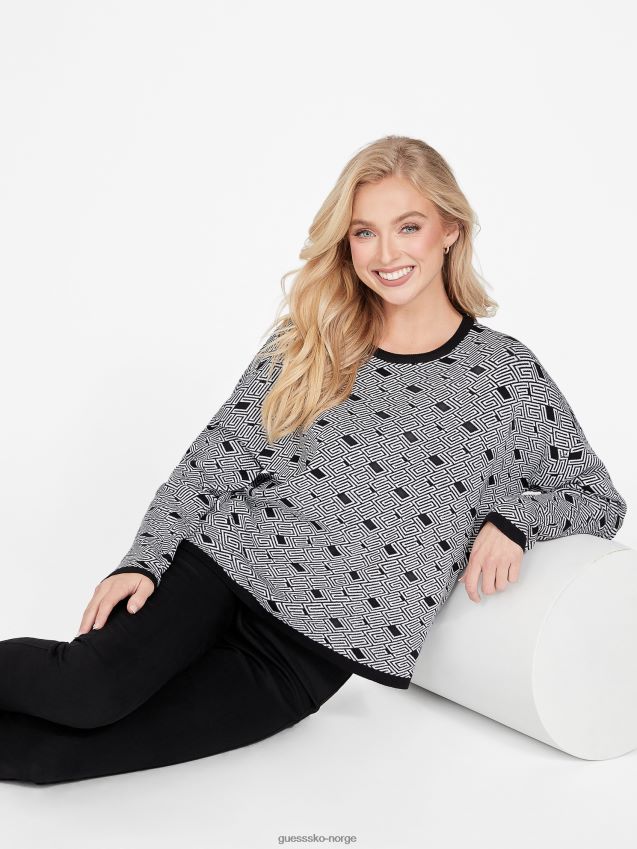 Guess jet black multi eco boxy cachet genser jet black multi kvinner F0LJ807197