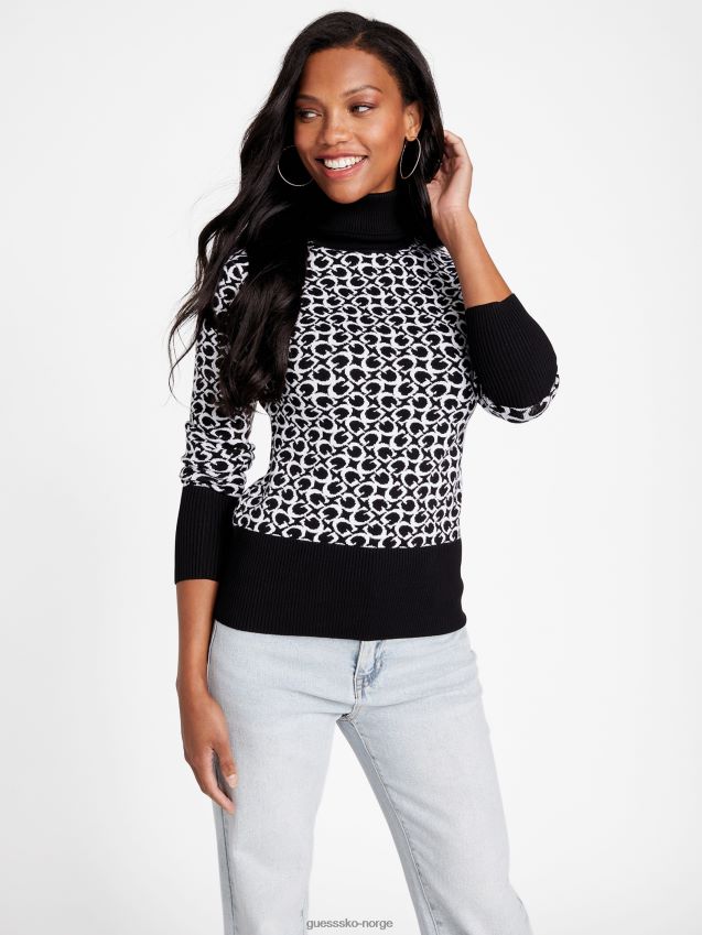 Guess jet black multi eco lohan turtleneck genser jet black multi kvinner F0LJ807071