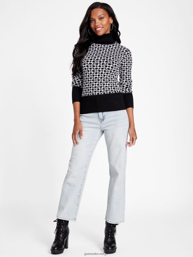 Guess jet black multi eco lohan turtleneck genser jet black multi kvinner F0LJ807071