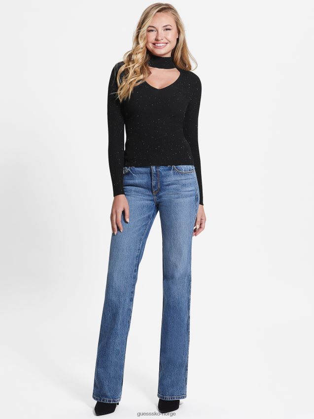 Guess jet black multi lea cutout paljettgenser jet black multi kvinner F0LJ809260