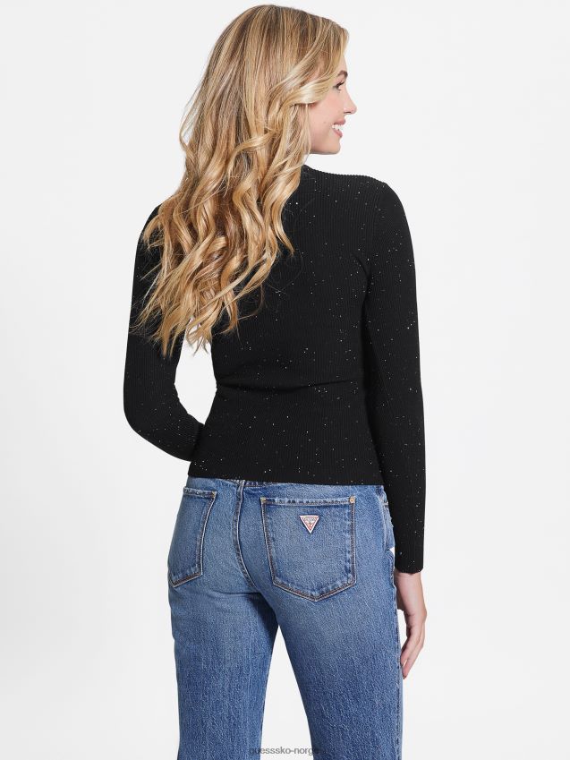 Guess jet black multi lea cutout paljettgenser jet black multi kvinner F0LJ809260