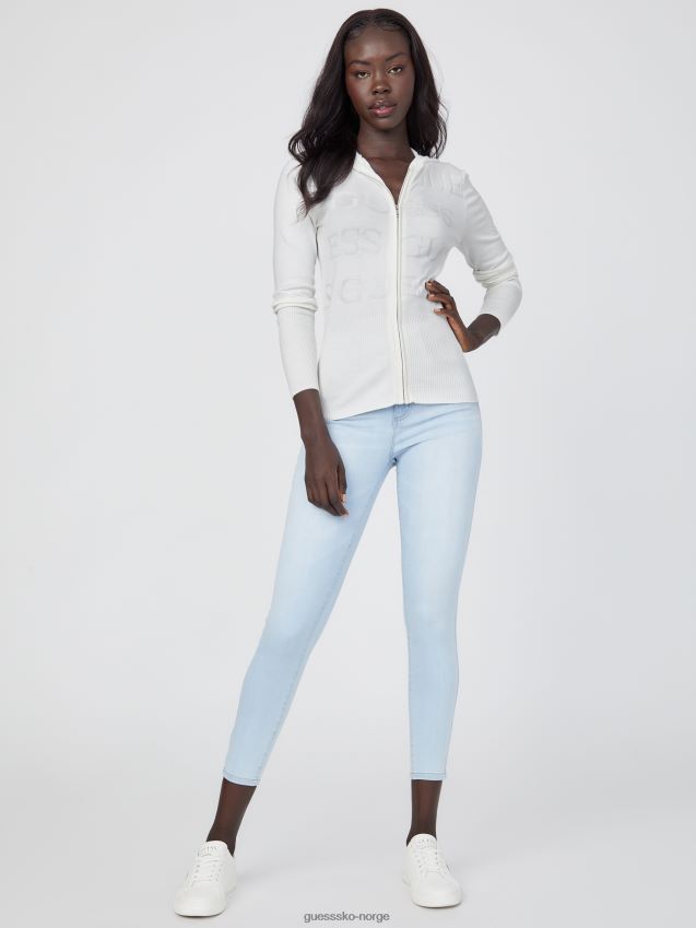 Guess kitchell logo genser med glidelås blanc/scuffy blank/skurete kvinner F0LJ806930