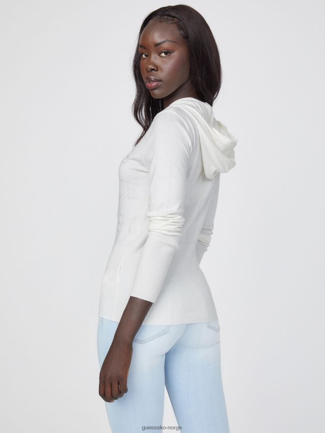 Guess kitchell logo genser med glidelås blanc/scuffy blank/skurete kvinner F0LJ806930