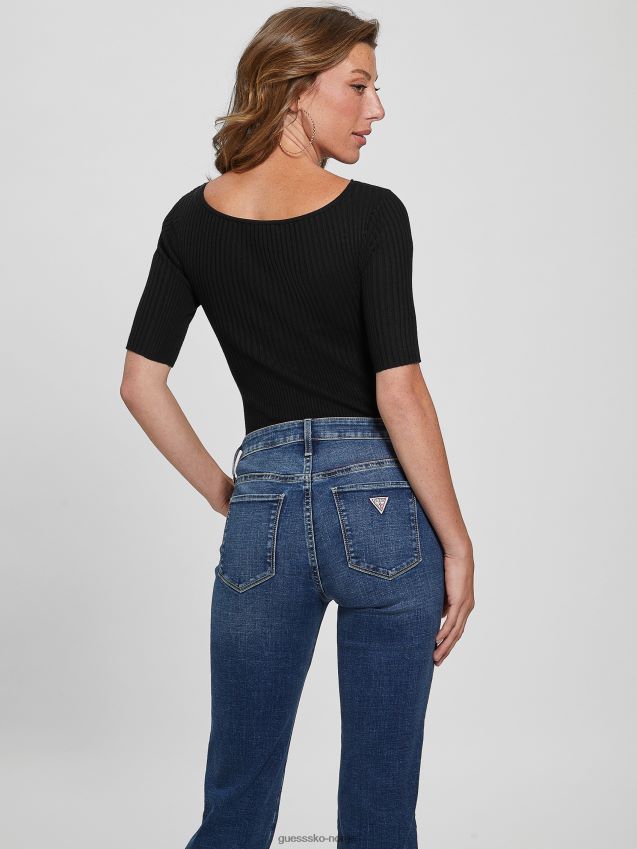 Guess øko aysha vendbar genser topp jet black kulsvart kvinner F0LJ809541