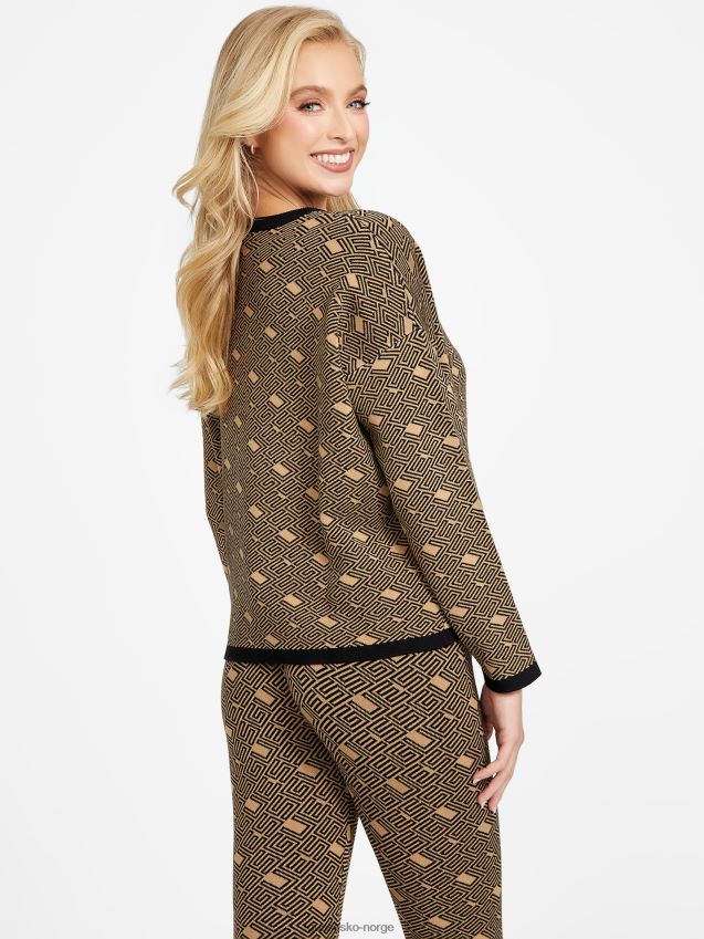 Guess øko boxy cachet genser ristet taupe multi ristet taupe multi kvinner F0LJ807196