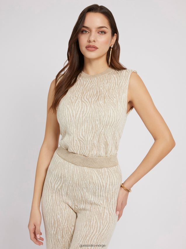 Guess krem, animalier effekt genser topp krem kvinner F0LJ802679