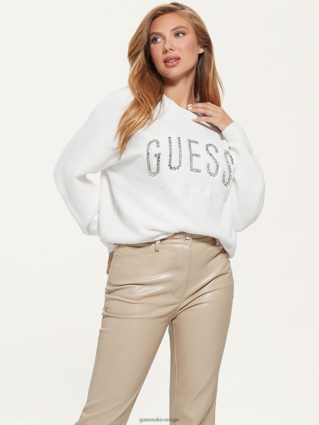 Guess kremhvit genser med estelle-logo kremhvit kvinner F0LJ809449