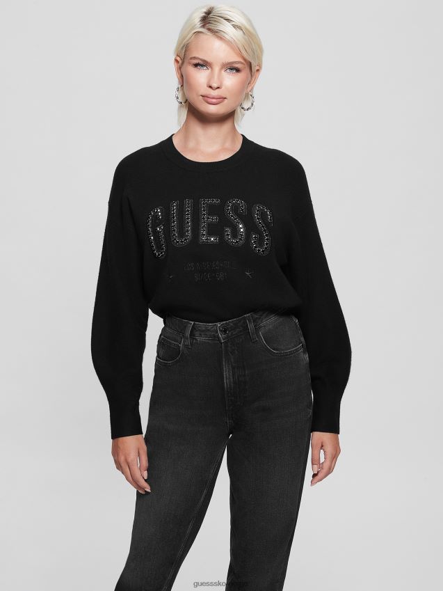 Guess kulsvart genser med estelle-logo kulsvart kvinner F0LJ809401