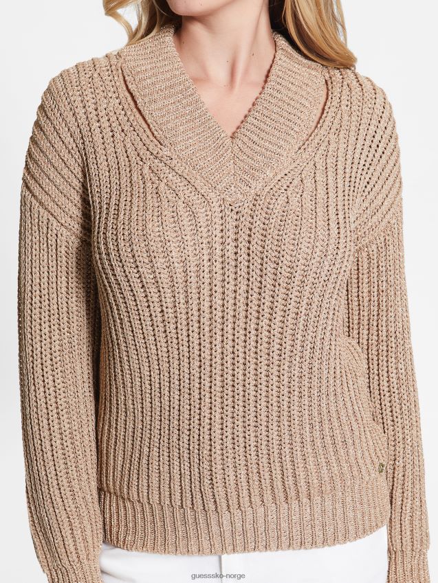 Guess lise cutout genser dirty chai lurex multi skitten chai lurex multi kvinner F0LJ809259