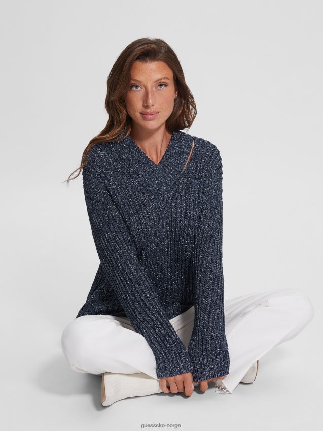 Guess lise cutout genser svertet blå lurex mult svertet blå lurex mult kvinner F0LJ809223