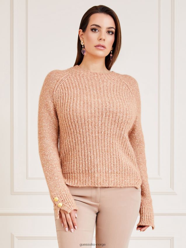 Guess marciano genser med rund hals beige beige kvinner F0LJ803544