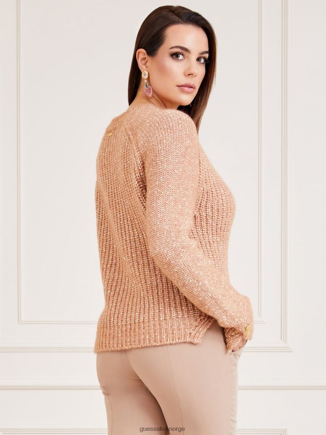 Guess marciano genser med rund hals beige beige kvinner F0LJ803544