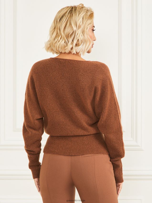 Guess monique ull-blanding genser topp brun skjønnhet brun skjønnhet kvinner F0LJ809384