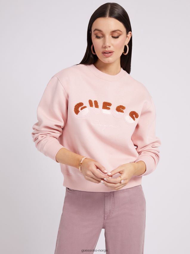 Guess rosa sweatshirt med logo foran rosa kvinner F0LJ803548
