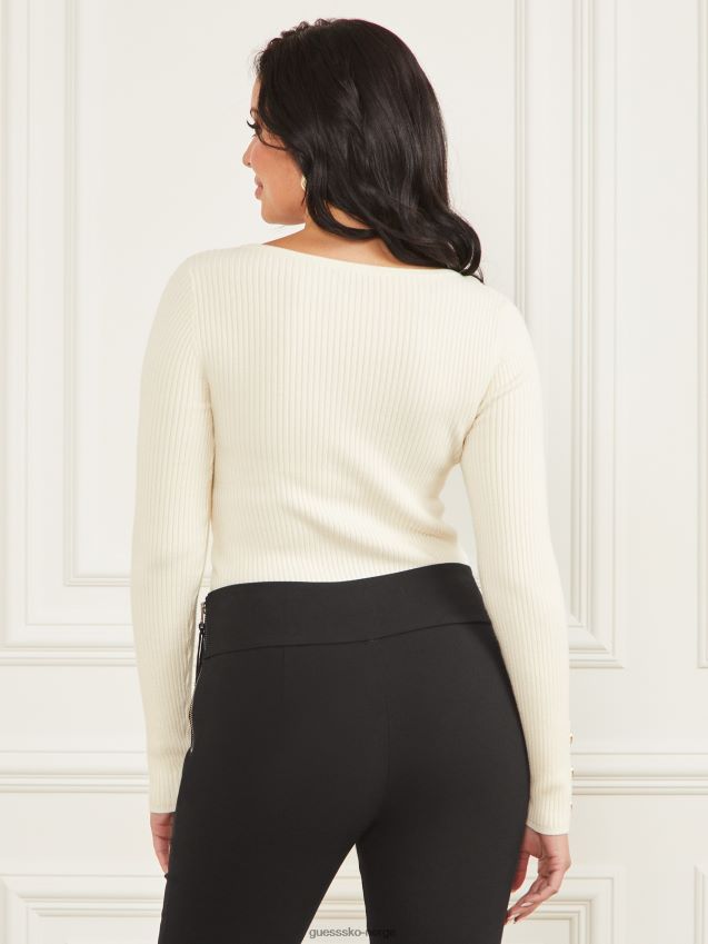 Guess sandy shore eco flora v-halset v-hals v-hals v-hals ribbestrikke sandstrand kvinner F0LJ809419