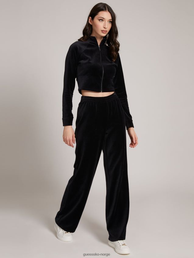 Guess sort chenille sweatshirt med glidelås svart kvinner F0LJ805809